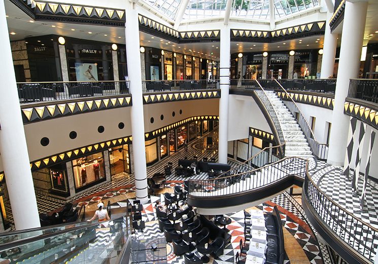 Friedrichstrasse shopping mall and cafetaria in Berlin